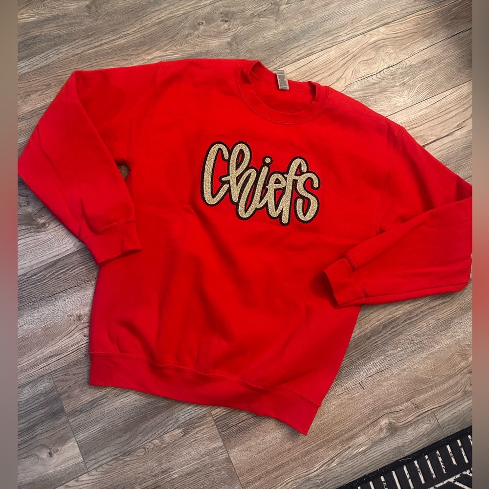 Chiefs Red Crewneck Sweater Kansas City Appliqué Medium